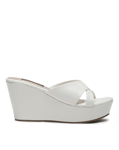 White wedge high discount heels