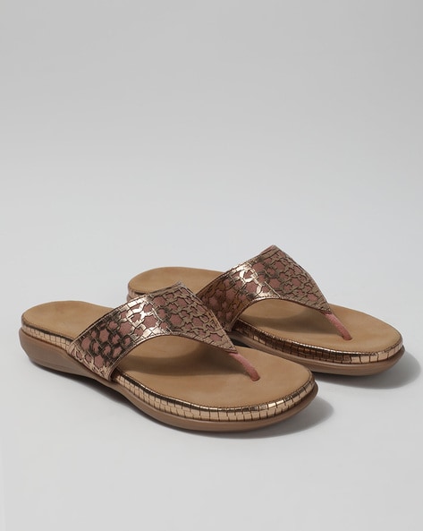 Gold croc online sandals