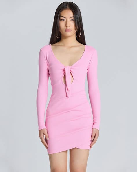 SAM Ribbed Bodycon Dress with Tie-Up