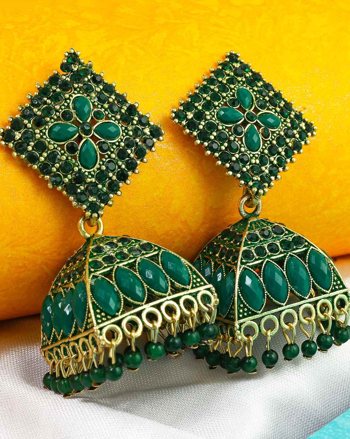 Share more than 119 green jhumka earrings online latest