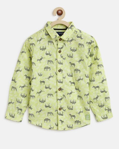 TALES & STORIES Printed Spread-Collar Shirt