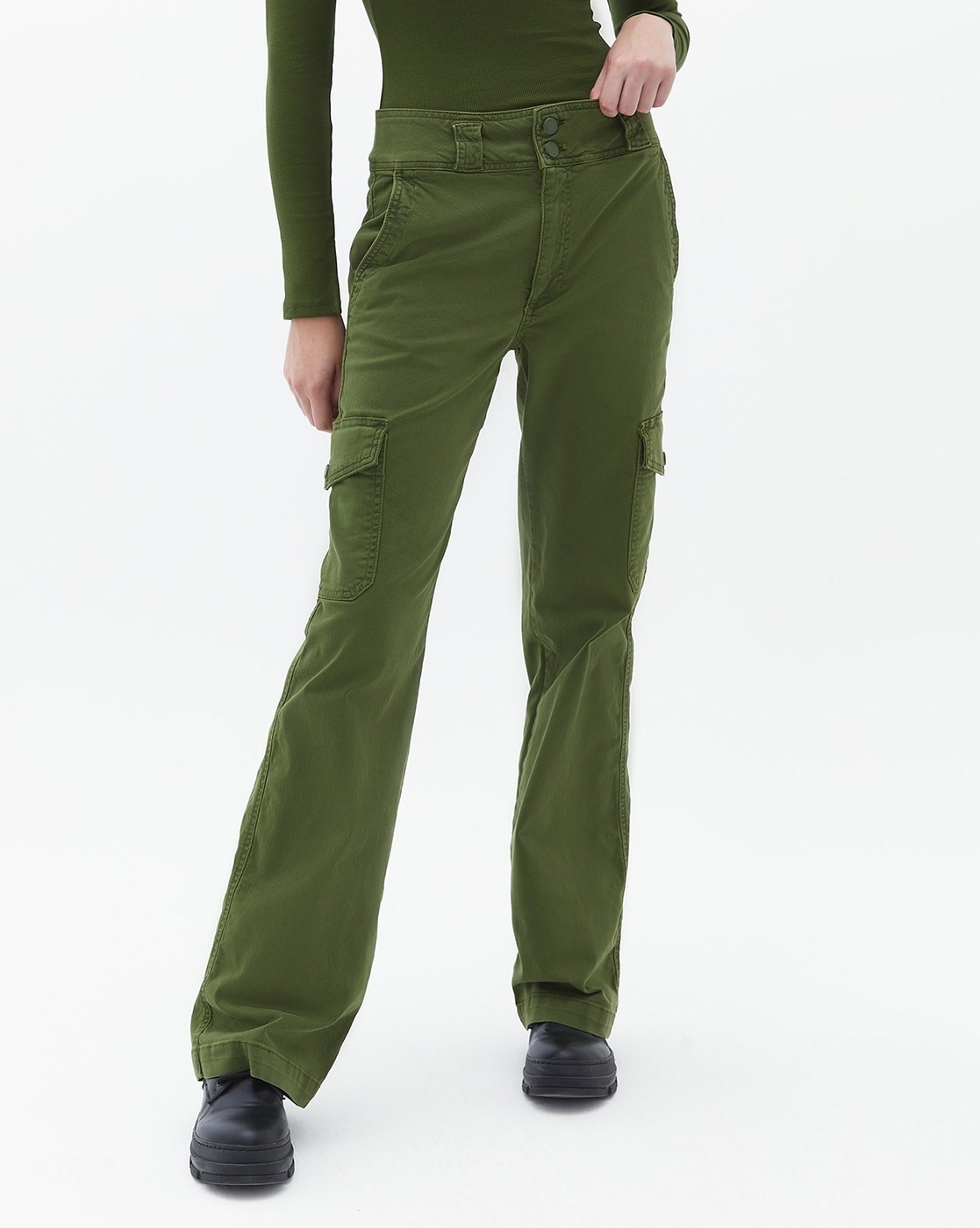 Buy FOREVER 21 Women Olive Green Cargo Trousers - Trousers for Women  1451105 | Myntra