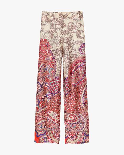 Multi-Colored Silk Abstract Printed Palazzo Pant Design by Saaksha & Kinni  at Pernia's Pop Up Shop 2024