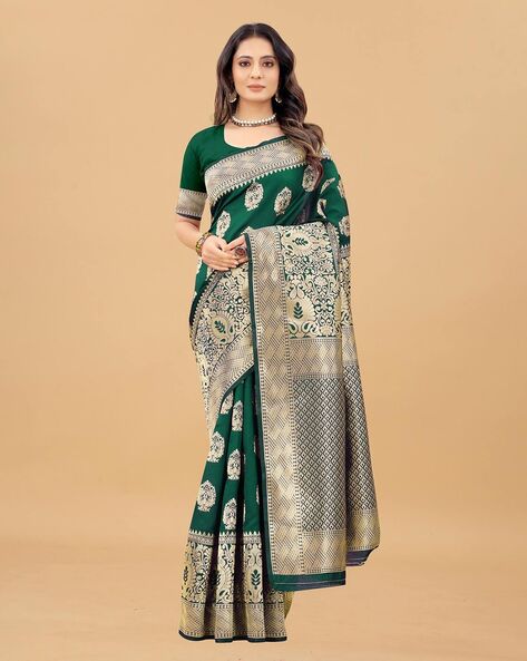 Women's Banarasi Green Colour Saree at Rs 560