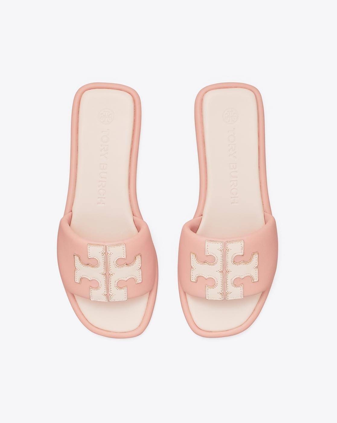 Sea Shell Pink Ines Mesh Slide Tory Burch Eleanor Slide Sandals