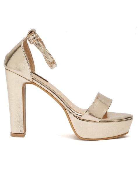 Buy Gold Heeled Sandals for Women by Mochi Online | Ajio.com