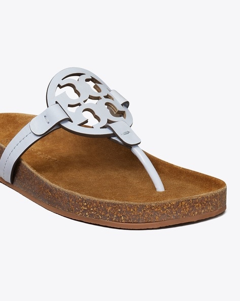 Tory burch miller metal logo sandal suede hot sale