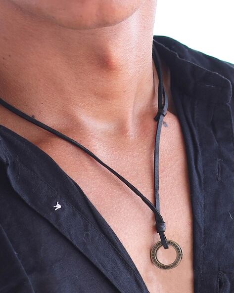 Engraved Black Onyx Necklace for Men