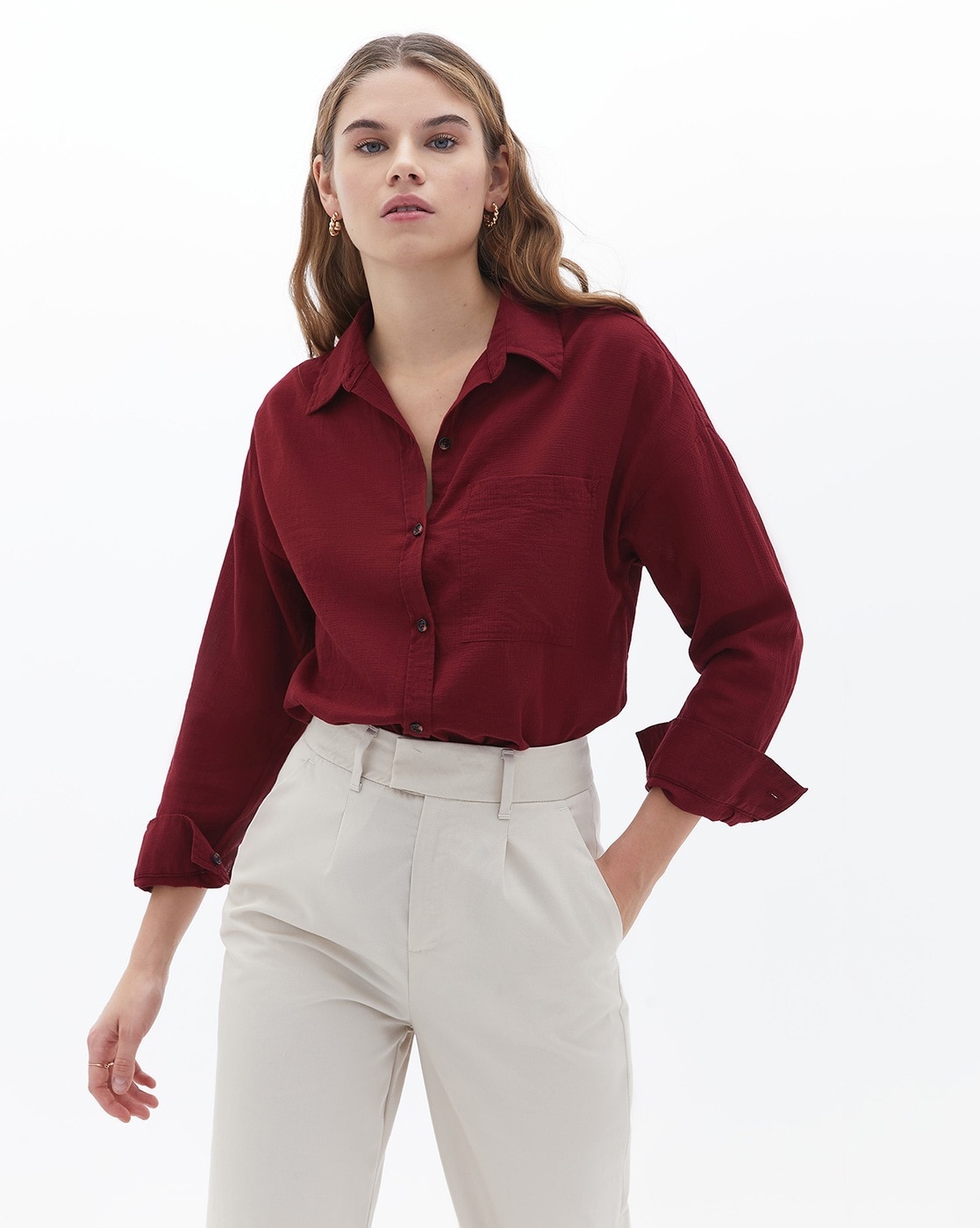 Lucky Brand Women's Raya Top, Rusted Burgundy, X-Large at  Women's  Clothing store: Fashion T Shirts
