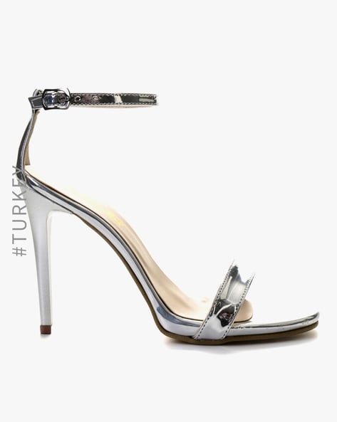 Metallic silver stilettos best sale