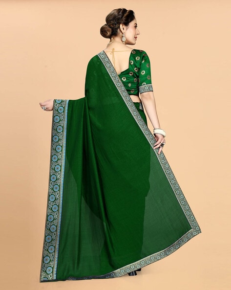 Buy Pink Banarasi Silk Party Wear Saree with Green Blouse Online - SREV2284  | Appelle Fashion