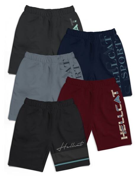 Hellcat Typographic Print Shorts with Elasticated Waist