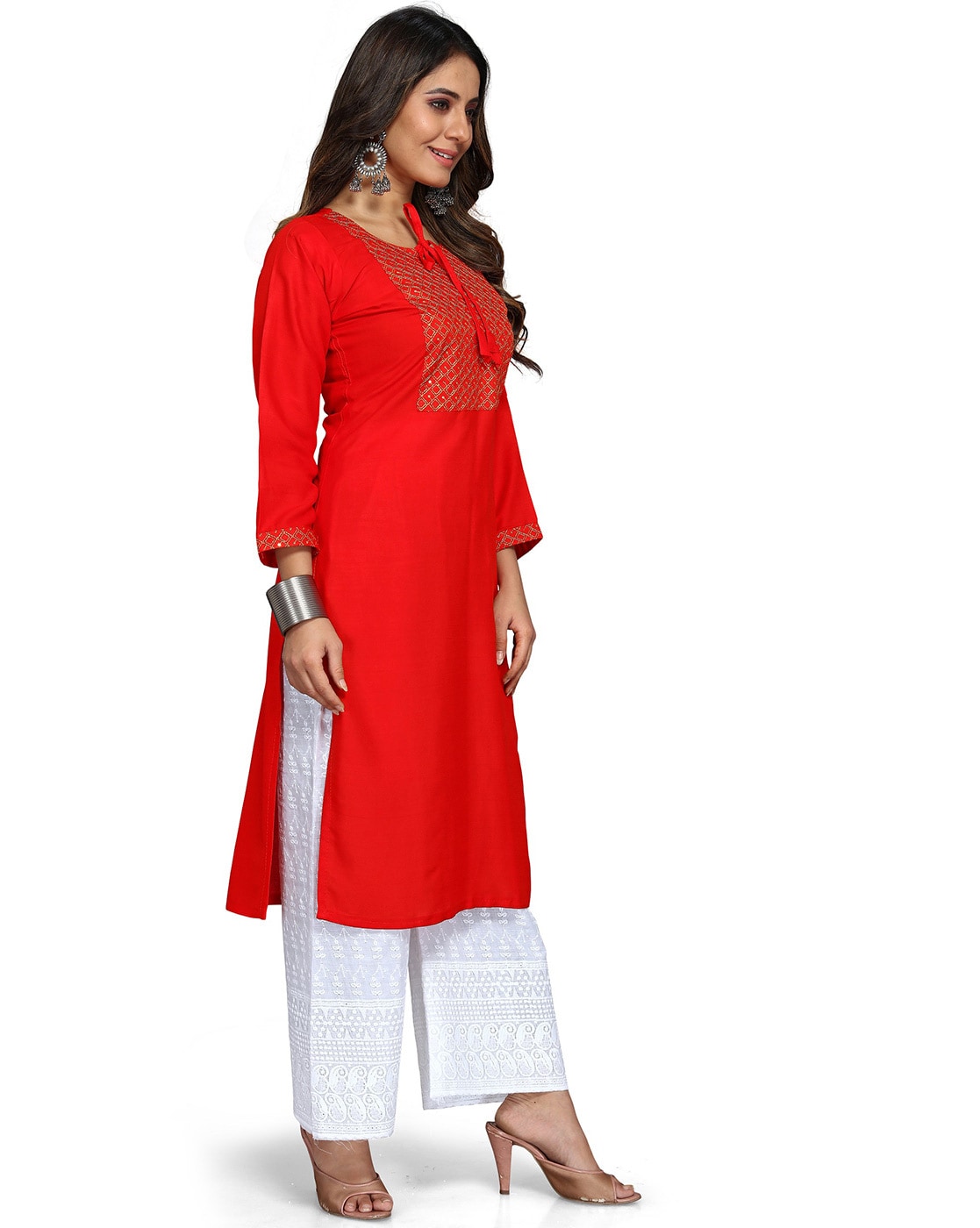 Buy Red Kurta Suit Sets for Women by PANGHAT COLLECTION Online | Ajio.com