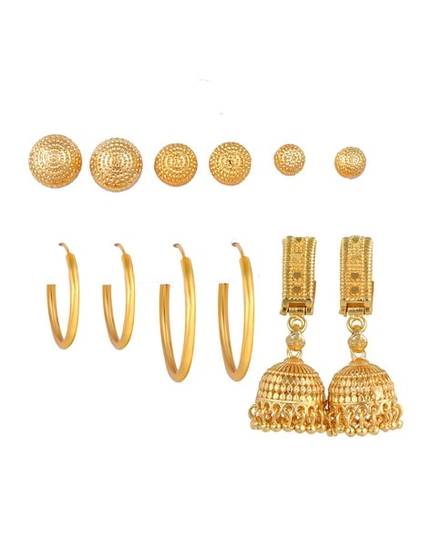 GOLD PLATED EARRING DAMRU SHAPE IN CHOWKI DIAMOND SETTING – Ohh chhori  Fashion Jewellery