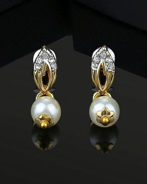 Festive Gold & Pearl earrings – Colorful World Of Gems