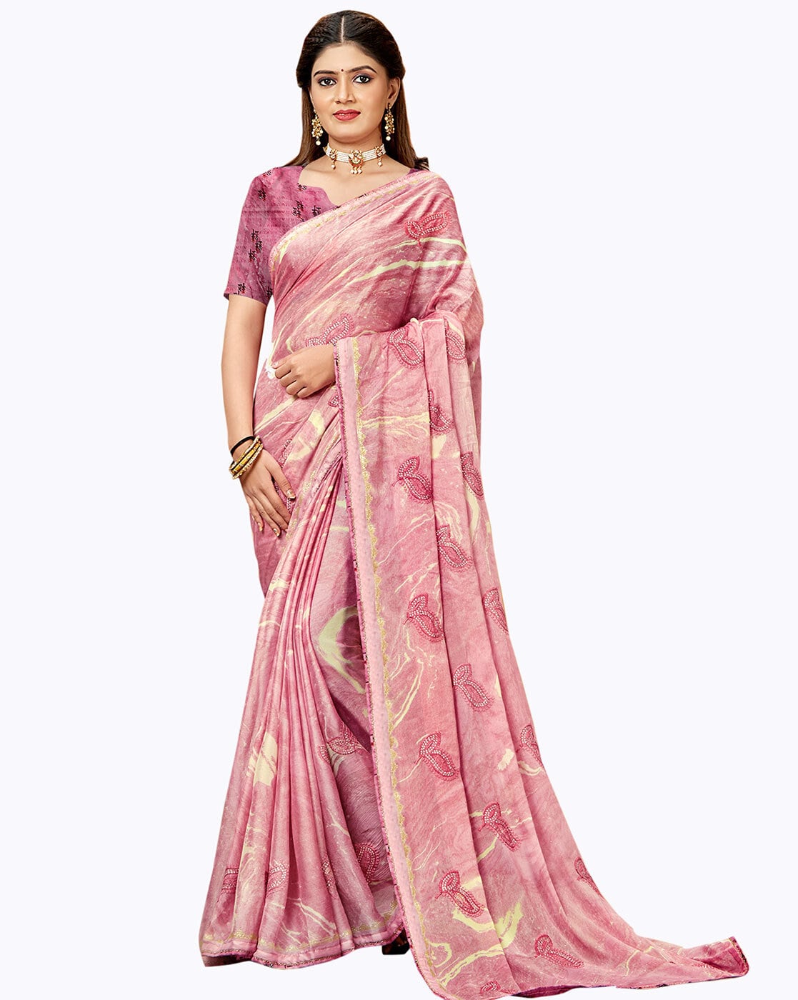 Buy Pink Sarees for Women by Winza Designer Online | Ajio.com