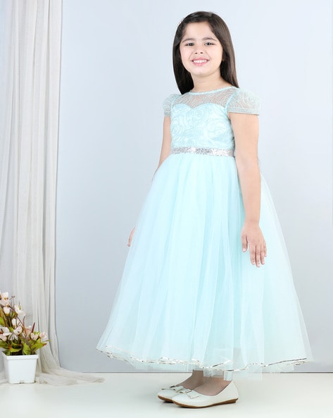 Girl Baby 1st Birthday Dress IBUY-1116GL Silver Sky Blue Girls Birthday  Party Dress Online – iBuyFromIndia