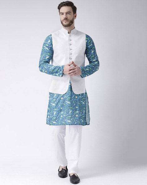 Teal Blue Colour Vastra Swarg Party Wear Kurta Pajama With Jacket Mens  Collection 281 - The Ethnic World