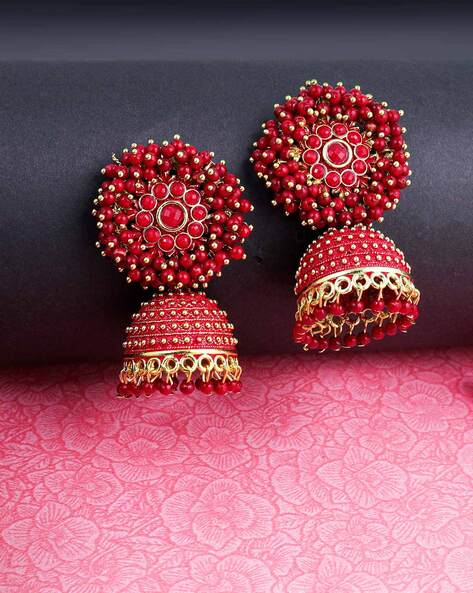 Flipkart.com - Buy RUBI COLLECTIONS Rubi Collections Partywear Oxidised  silver (Red) Jhumka earrings for girls Alloy Jhumki Earring Online at Best  Prices in India