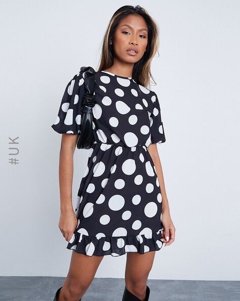 Black and white 2025 polka dot skater dress