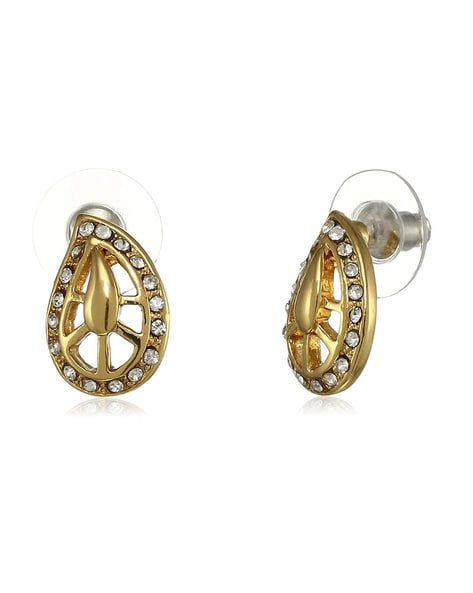 Gold tone pearl mango earrings dj-38496 – dreamjwell