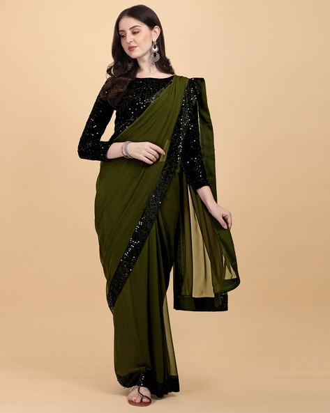 Shaded Deep Sea Green Net Saree at best price in Surat by Neha Silk & Sarees  | ID: 8263467233