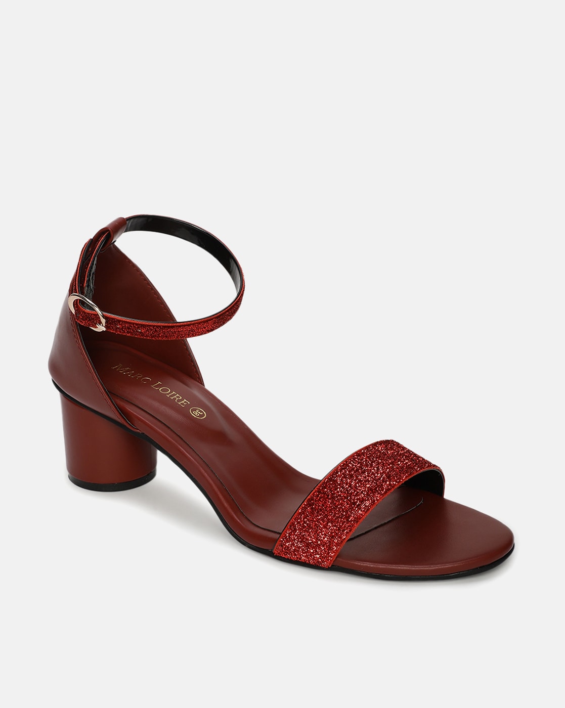 Glam Block Heel Sandals In Patent - Burgundy Red | NYDJ