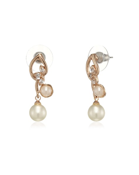 Thea 14k Gold Plated Duo Pearls Dangle Earrings – Ivy Ozzie