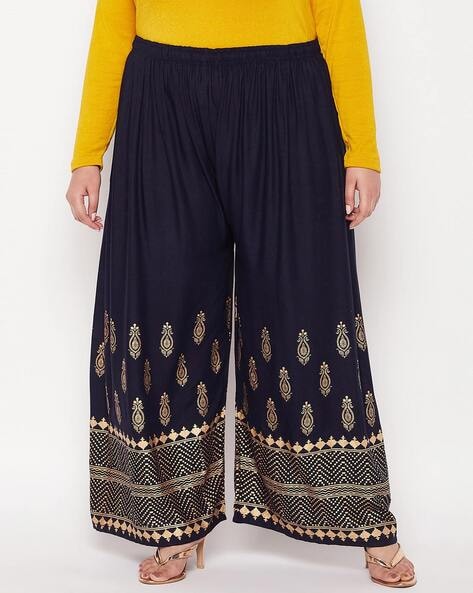 Floral Printed Palazzos with Elasticated Waist Price in India