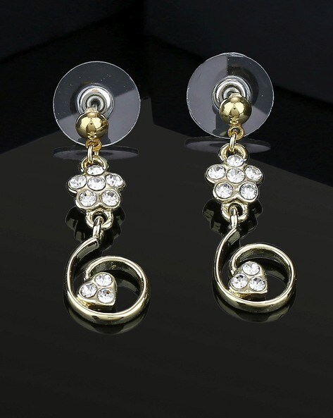 CZ,Ruby Hanging Stones,Flower Design Screw Stud Earrings Gold Finished  Premium Quality Set Buy Online