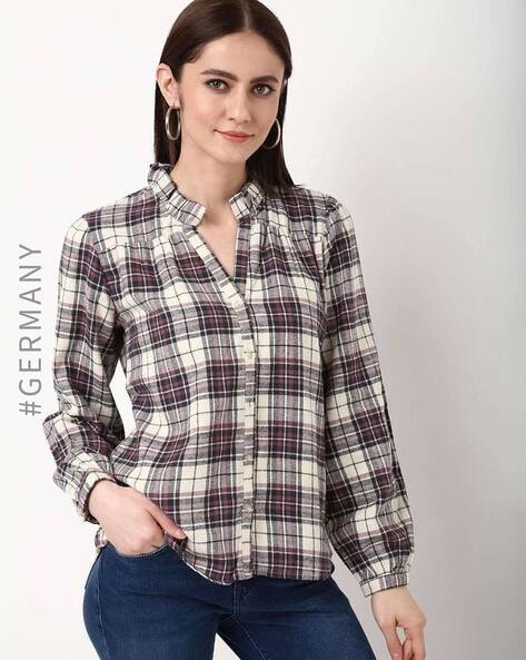 Womens fitted 2025 check shirt