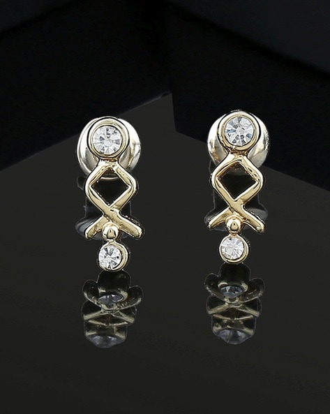 Diamond Cross Stud Earrings, 14K Gold Earrings – AMYO Jewelry