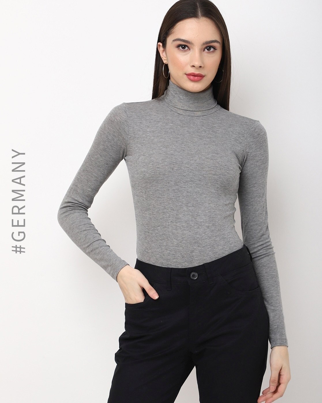 Grey turtleneck top sale