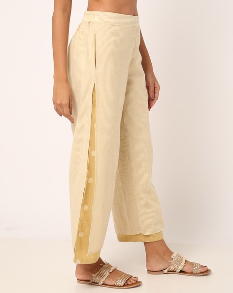 Buy Gloye Women White Self Design Lycra Blend Trousers (M) Online at Best  Prices in India - JioMart.