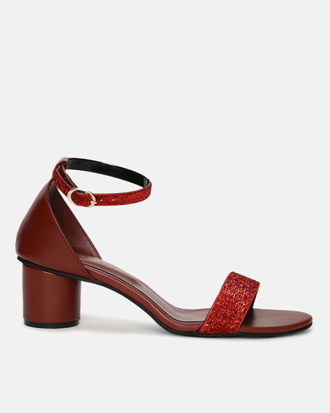Sandals dress comfortable heel red suede