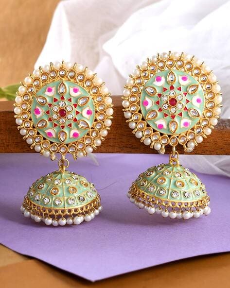 Meenakari hot sale jhumka earrings