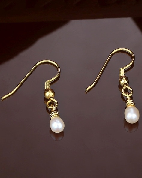 Single Freshwater Pearl Drop Earrings Yellow Gold | Linton Jewelry