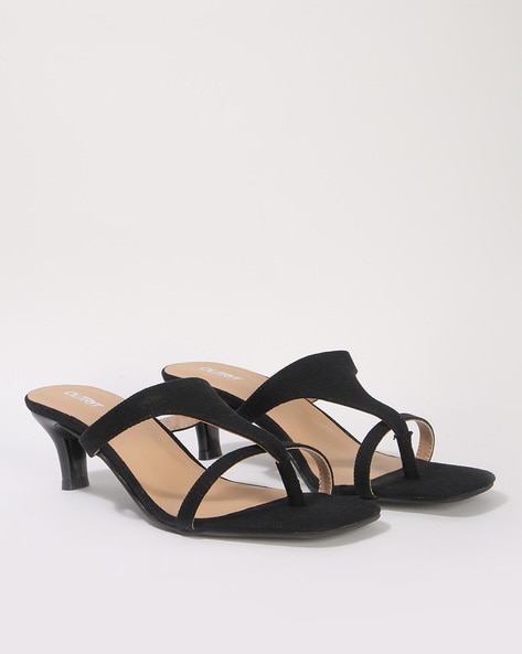 Black Strappy Toe Ring Sandals - CHARLES & KEITH IN