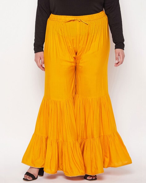 Flared Shararas with Elasticated Drawstring Waist Price in India