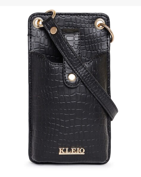 Buy KLEIO Black Croco Multi Slot Mobile Sling Bag