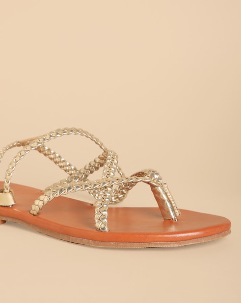 Ann Taylor Braided Strappy Flat Leather Sandals | The Summit