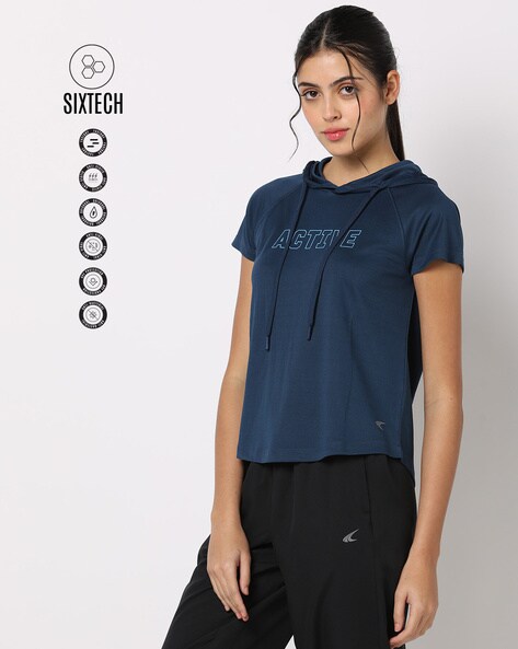 Hooded T-Shirt with Raglan Sleeves