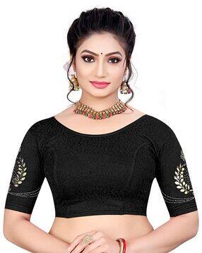 Embroidered Round-Neck Slip-On Blouse-image-15