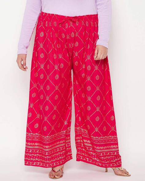 Geometric Printed Palazzos with Elasticated Waist Price in India