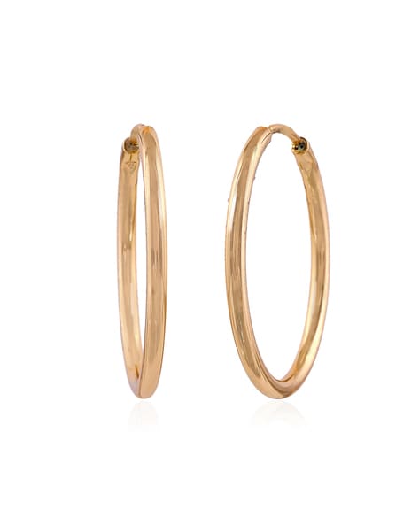 Small 14K Rose Gold Tube Hoop Earrings with Flat Interior