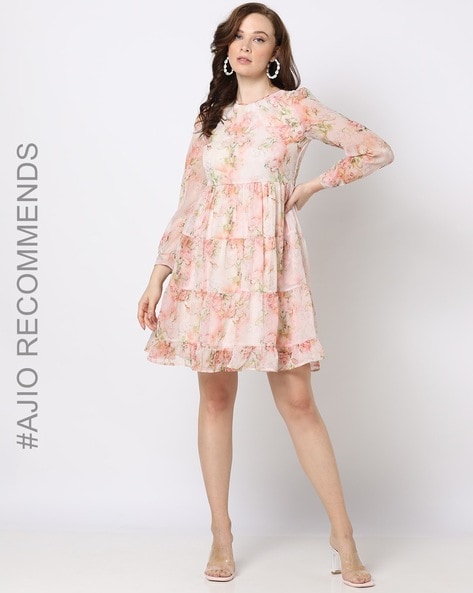 Floral peach dress sale