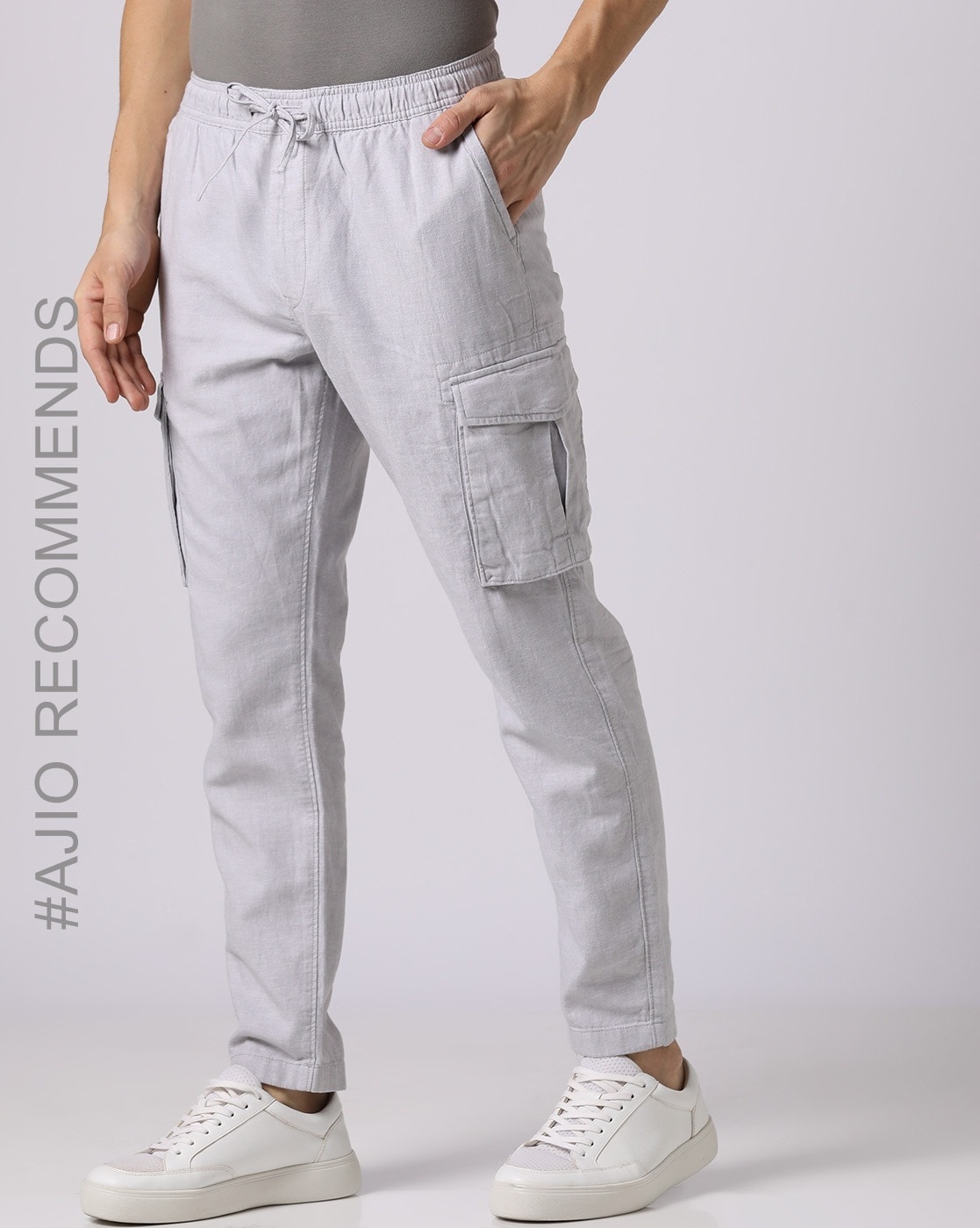 Buy Cream Trousers & Pants for Men by GENIPS WITH LOGO Online | Ajio.com