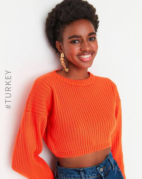 Orange crop top discount sweater