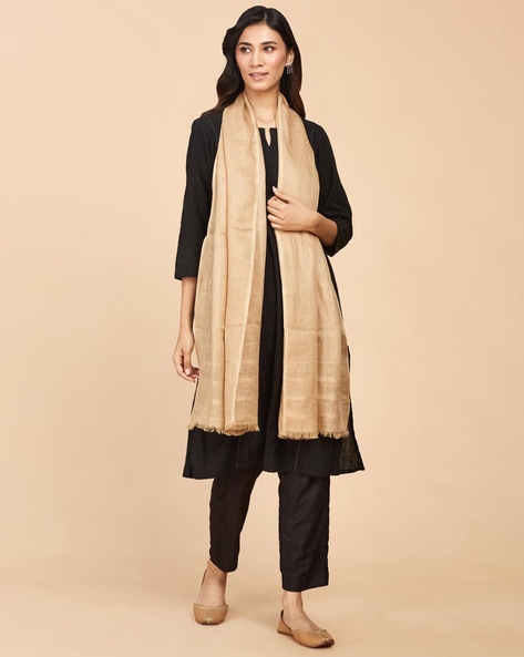 Women Woven Stole with Frayed Hem Price in India
