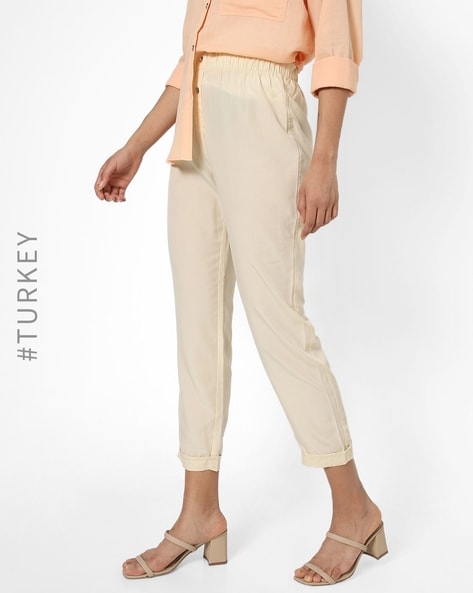 CIGALA'S Women's Palazzo Crop Dyed Trousers Beige | 167 TDRS12 | Botta & B  Online Store